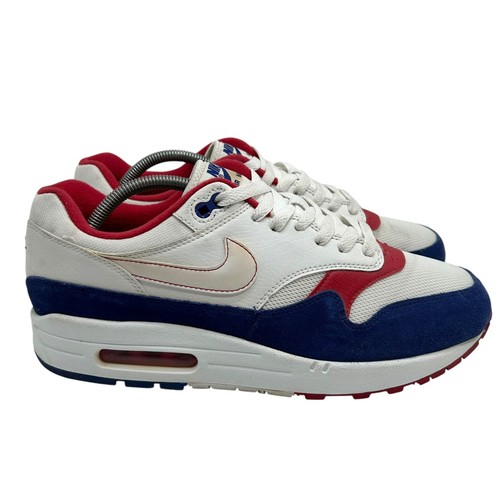 Nike Air Max 1 Men's Size 10.5 US CJ9927-100 White Blue Leather Athletic Shoes
