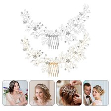 2 Pcs Wedding Crystal Hair Comb Bride Accessories Bridal Flower Headpiece