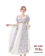 Women Regency Dress Victorian Dresses Vintage Ball Gown Medium Purple Floral