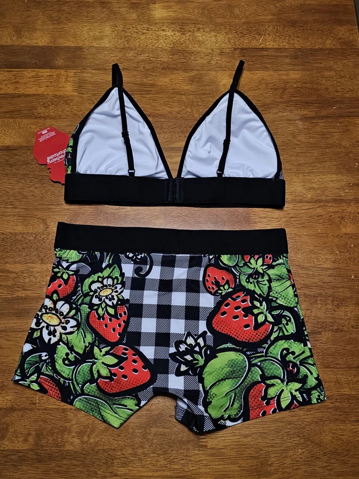 Strawberry Shortcake бюстгальтер трусики комплект мальчика шорты милый черный клетку красный размер M - Изображение 2 из 4