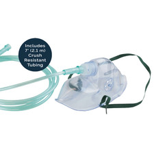 Medium Concentration Elongated Adult Oxygen Mask, Standard Connector  7' Tubing