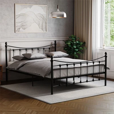 Vida Designs Paris King Size Metal Bed Frame Bedroom High Foot, Black