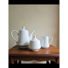 Classic White Ceramic Tea Set - Teapot, Sugar Bowl Creamer
