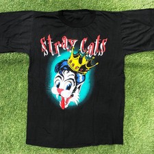 Vintage Stray Cats Band Tour Cotton Graphic Tee Unisex Black
