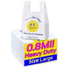 YovhVon 0.8Mil(20 Microns), 50 Count, Plastic Bags with Handles, T-Shirt bags, T
