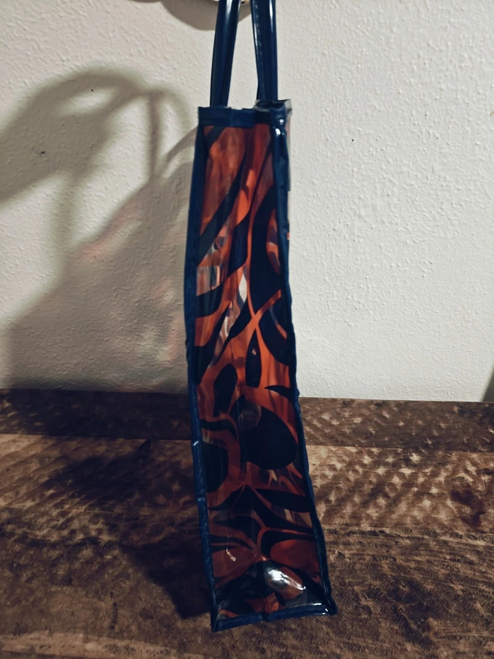 Vtg 60s 70s Shopping Tote Bag Vinyl Plastic Flower Power MCM Psychedelic - Image 3 of 4