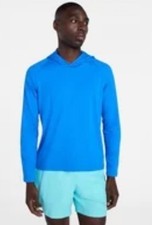 NWT GEORGE CABANA BLUE POLYESTER/SPANDEX BLEND HOODED SUN SHIRT UPF 50+ - M
