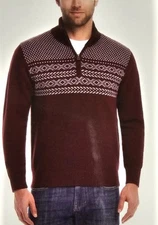 Weatherproof Vintage Men's 1/4 Zip Pullover Holiday Sweater Size XL Burgundy 