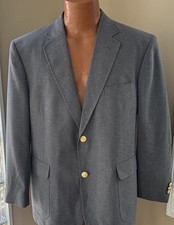 David Taylor Mens Gray Blazer Gold Crest Buttons Sport Coat 42R Jacket