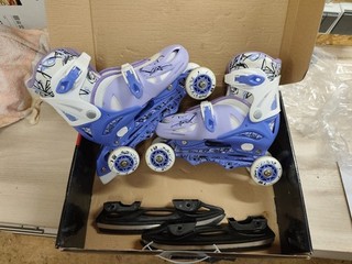 Inliner Kinder Damen Inlineskates 4in1 Schlittschuhe Verstellbare Rollschuhe