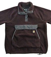 Carhartt Sherpa Pullover 1/4 snap Women's Sz Lg Relaxed Workwear Kangaroo Pouch