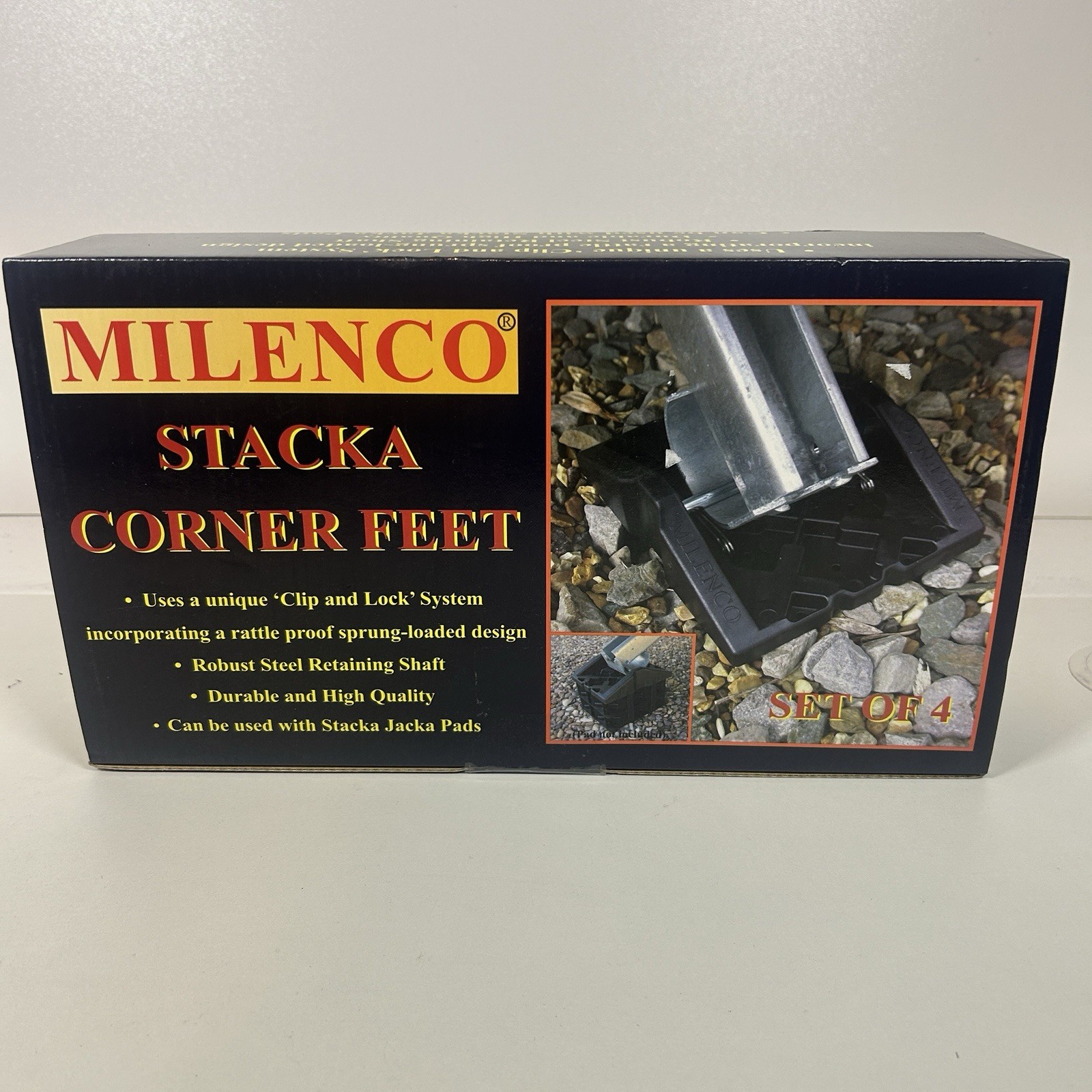 Milenco Stacka Corner Feet - 4 Pack. Caravan Heavy Duty Jack Pads Supports 3728