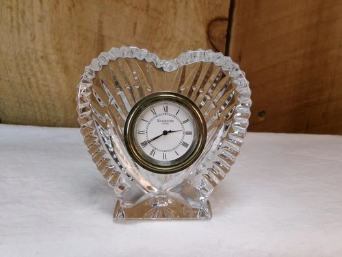 Vintage Waterford Crystal Heart Shaped Desk Clock
