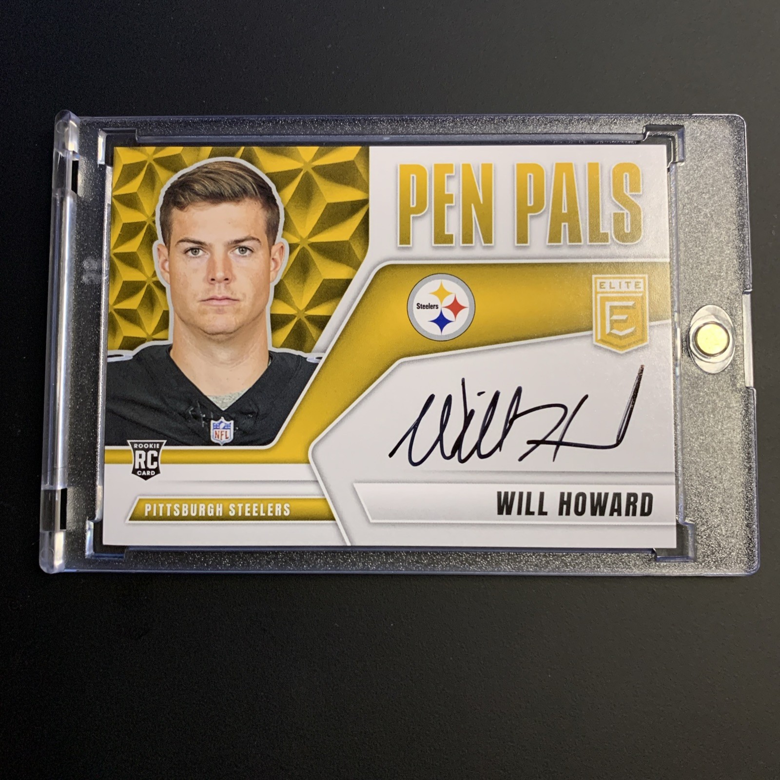 2025 Donruss Elite Will Howard Pen Pals (Horizontal) RC Auto #PP-WHO Steelers