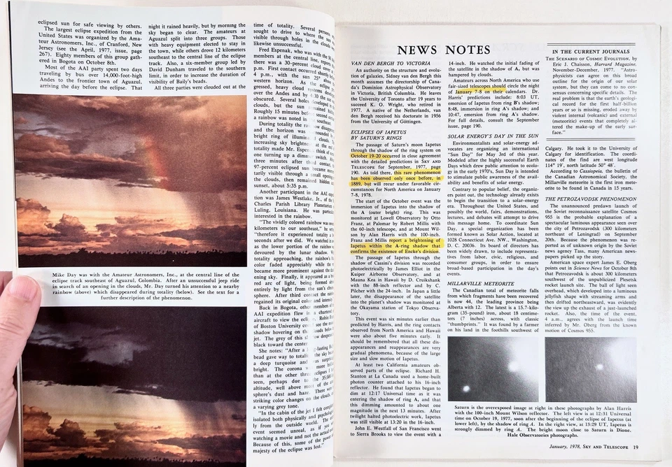 1978 Jan SKY & TELESCOPE Astronomy Stamps QUASARS Partial Eclipse PLANETARIA &c - Image 4 of 4