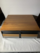 Vintage VHS Tape Holder Faux Wood 2 Drawer Cabinet Storage Case Holds 24 Tapes
