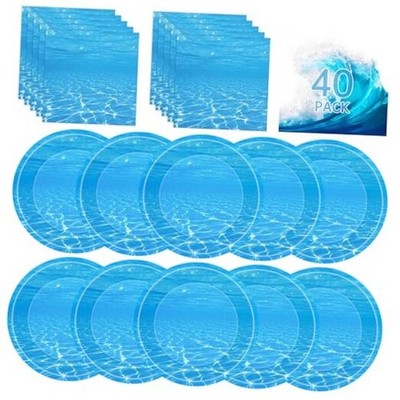 40 Pcs Ocean Plates and Napkins Sets - Under The Sea Party Supplies Coastal