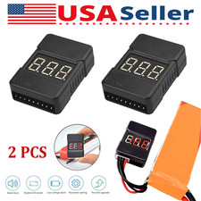 2 PCS 1-8S Lipo Battery Voltage Tester Monitor Low Voltage Buzzer Alarm Black