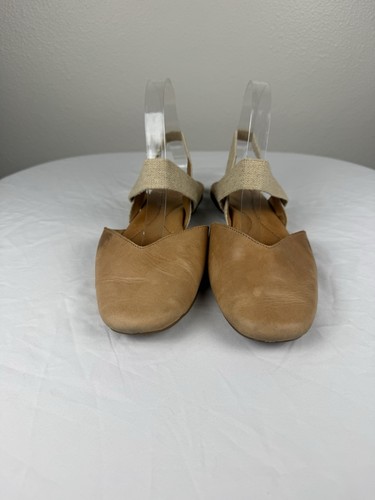Born Womens 8M Tan Leather Slingback Flats Mary Jane Ballet Shoes Boho Comfort - Picture 2 of 8