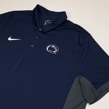 Penn State Nike Dri-FIT Polo Shirt Men XXL Blue/Gray Short Sleeve Stretch Swoosh