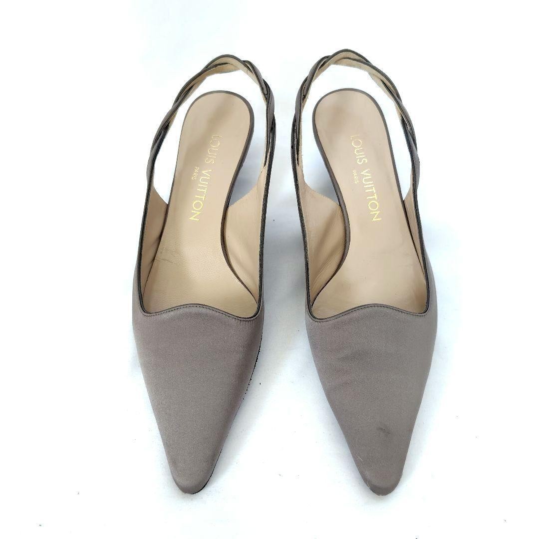 Louis Vuitton Grey Satin Back Strap Pumps Women's Size EU36.5 US6.5