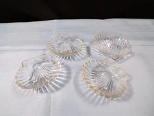 Set of 4 Vintage Fenton Clear Glass Shell Shaped Salt Dips