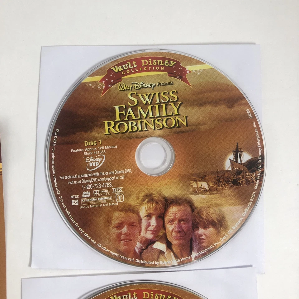 Swiss Family Robinson 1960 /2-DVDs *No Case* Discs & Scene Selections Art only - Image 4 of 4