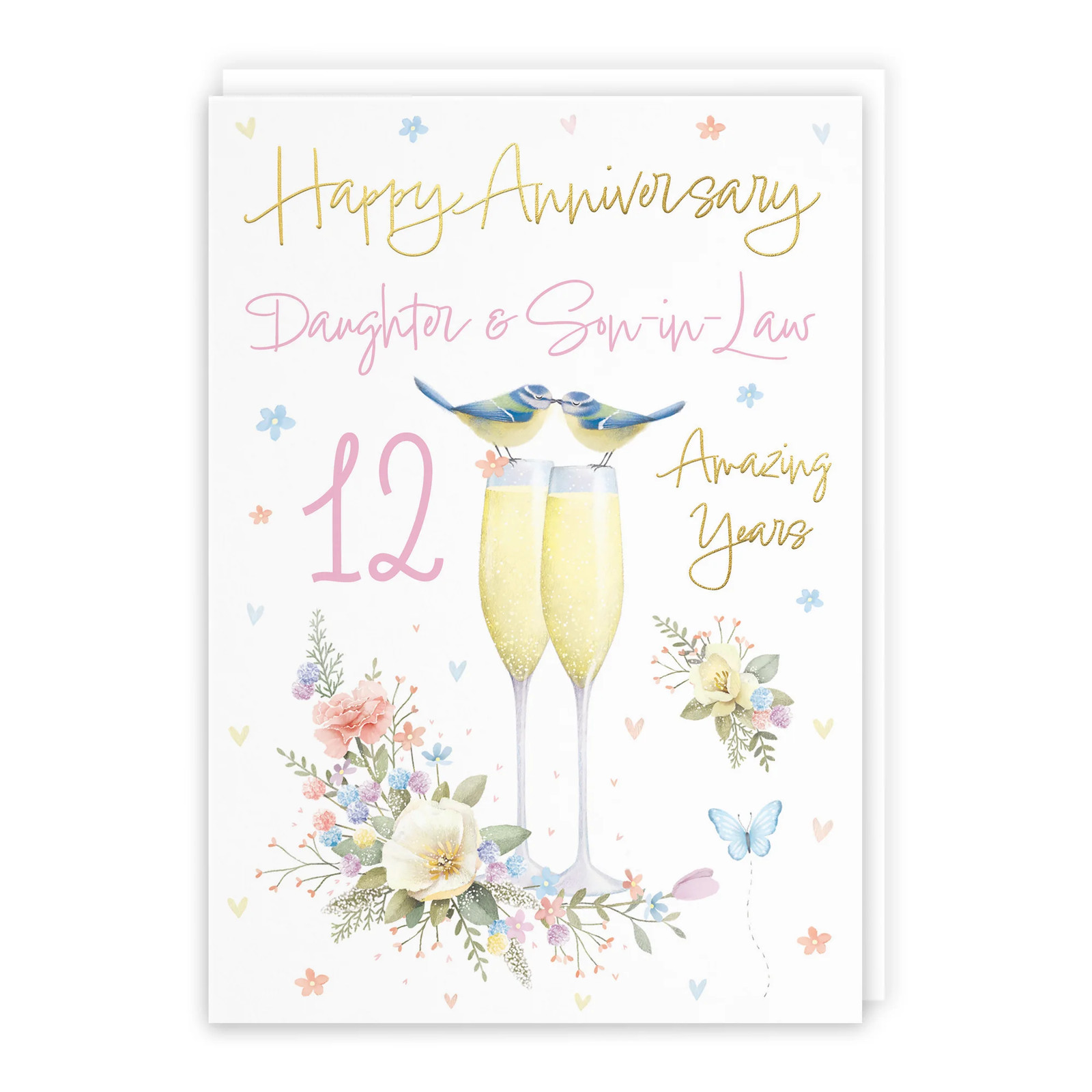 12th Daughter And Son-in-Law Anniversary Card Champagne Flutes Milo's Gallery