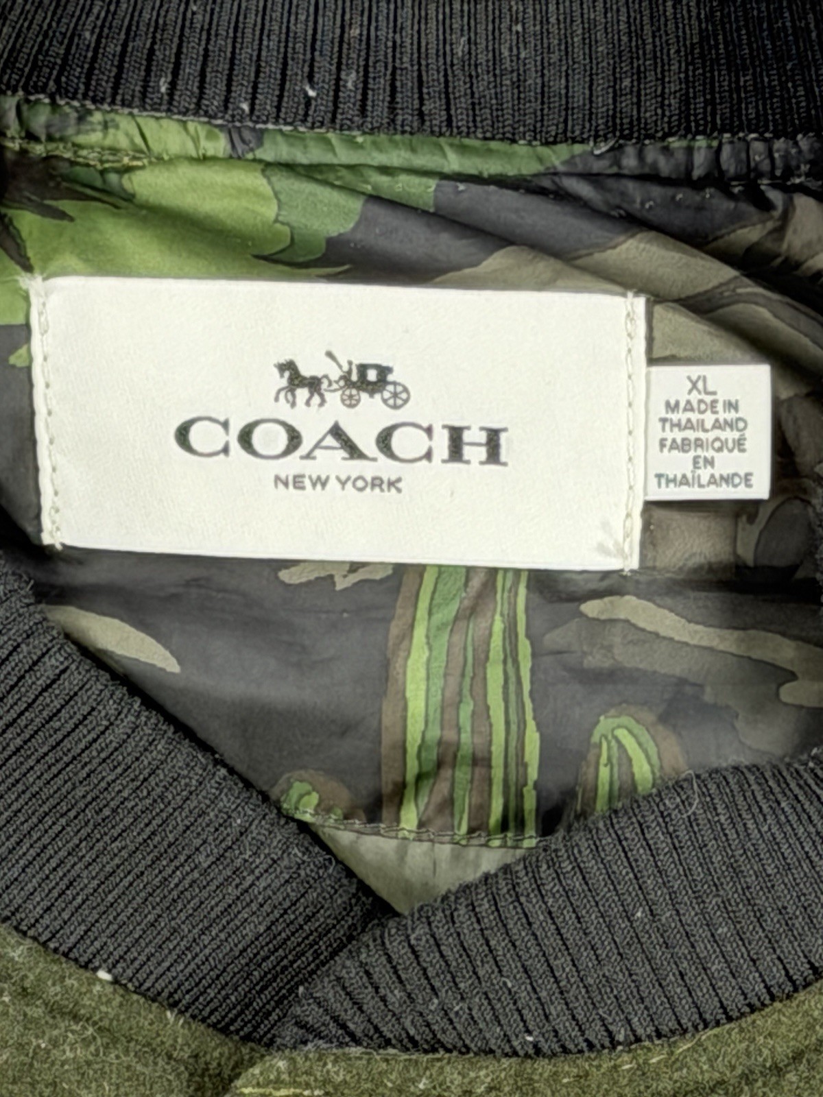 Coach Wool Down Varsity Jacket Green Leather Trim… - image 2