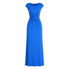 Lauren Ralph Lauren Blue Ruched Maxi Dress Womens Size 4 Stretch Formal