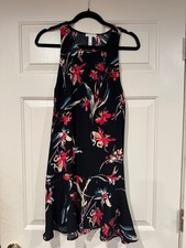 Women's Sleeveless Dress Black with Flowers Size Small