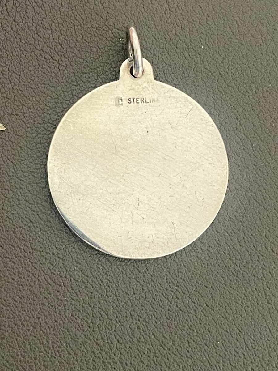 アクセサリー CHARLES THOMAE PENDANT STERLING SILVER Charles Thomae St Christopher Sterling Silver Blue Enamel Charm