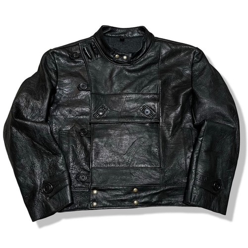 Manteau En Cuir Vintage Armée Suédoise - Taille M - Noir - Style Militaire - Occasion Très Bon état