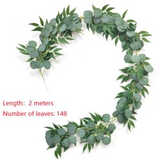 Image of 2M Artificial Fake Eucalyptus Willow Garland Leaf Vine Leaves Wedding Decor UK