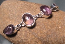 Sterling silver beautiful triple linked cabochon AMETRINE pendant. Gift Bag.
