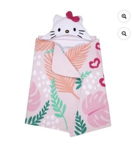 Hello Kitty Kids Bath/Pool/Beach Soft 24” X 50” Cotton Terry Hooded Towel Wrap