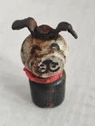 VTG Wood Fisher Price Lucky Dog Straight Body Rare bottom Hole Red Spiked Colar