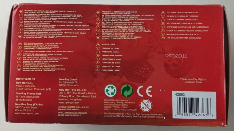 Honda TRX 450R ATV Red New-Ray Diecast Model 1:12 Scale Plastic 2016 Boxed - Image 4 of 4