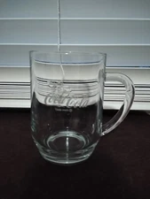 Collectable Coca-Cola Vintage Clear Sleek Drinking Glass Mug with Handle