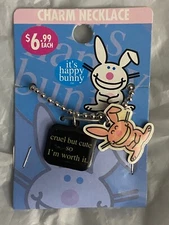 It's Happy Bunny Charm Necklace (Cruel But Cute So I'm Worth It) *NEW* US1