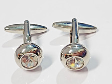 Cufflink Created/8MM Diamond-Cut/Platinum Plated/DESIGNER-STAINLESS STEEL/UK/S