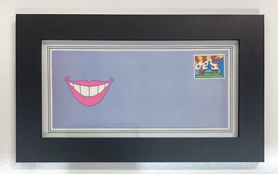 1968 Original Peter Max  Envelope Framed with 1974 Peter Max Postal Stamp