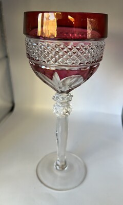 Vintage Bohemian Ruby Red  Cranberry Crystal Wine Goblet Wine Glass Gorgeous!!