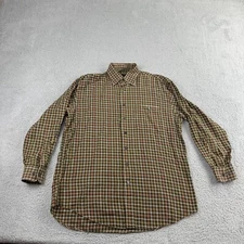 Scott Barber Shirt Mens Large Check Brown Pocket Button Up Long Sleeve