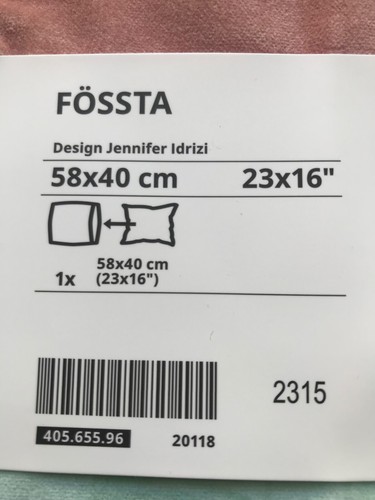 IKEA FOSSTA Kissen-/Kissenbezug Blumen Obst Vase grün/rosa 58x40cm samtig - Bild 3 von 9