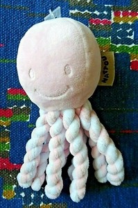 3 Doudou Peluche Nattou Pieuvre Octopus Rose Blanc Etat Neuf Ebay