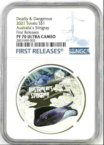 2021 Tuvalu Deadly & Dangerous - Australia's Stingray 1oz Silver NGC PF70 UC FR