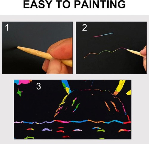 Scratch Art Books for Kids, 2 Pack Rainbow Magic Scratch Paper Black Scratch it - Picture 5 of 8