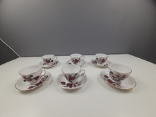 6 x Ridgeway Potteries Queen Anne Bone China Cups & Saucers - Roses - 8302