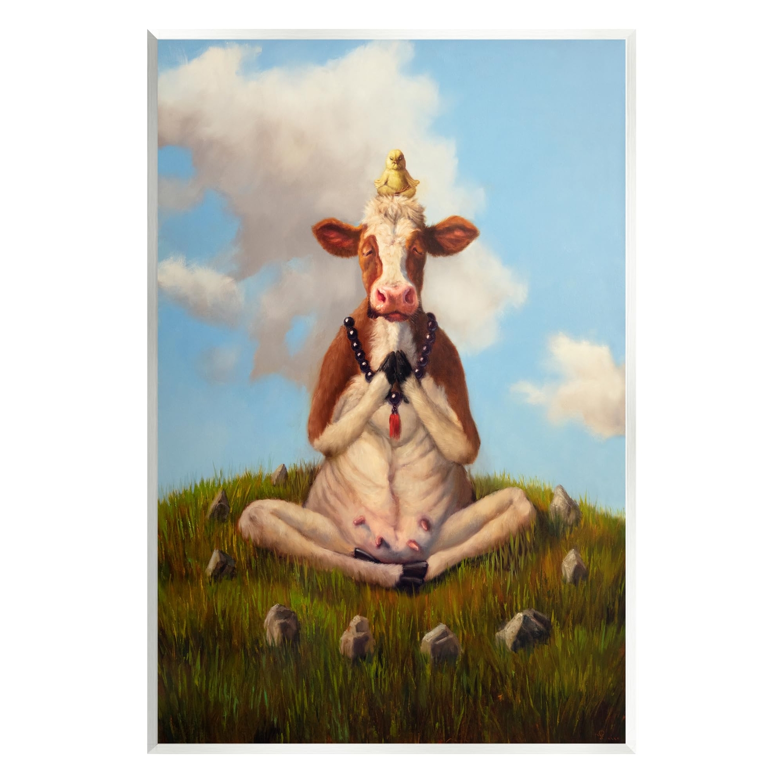 Cow & Chick Meditating Wall Plaque Art by Lucia Heffernan